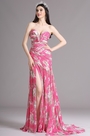 Pink Floral Strapless Sweetheart Printed Prom Summer Dress