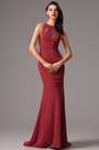 Elegant Sleeveless Red Formal Gown with Illusion Back
