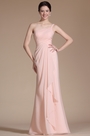 Pink One Shoulder Strap Evening Dress Prom Gown
