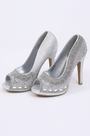 Plata Tacones Altos Cristales Decorados