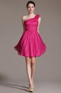 Blumen Eine Schulter Rosa Brautjungfer Kleid Party Kleid