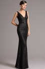Stunning Black Sequin Formal Gown with Plunging Back