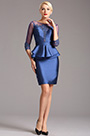Robe Mère de Mariée Manches Une Pièce Courte Bleu