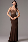 Strapless Sequin Bodice Coffee Bridesmaid Dress Evening Dress