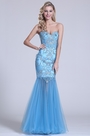 Strapless Sweetheart Beaded Blue Prom Gown
