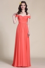 Elegant Schulterfrei Koralle Brautjungfernkleid
