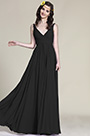 Sleeveless V Neck Black Bridesmaid Dress Evening Dress
