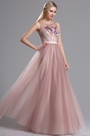 Blush Ausschnitt Mit Stickerei Tülle-Kleid