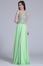 Elegant Sleeveless Beaded Mint Evening Dress