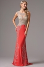 Gorgeous Sparkling Coral Formal Gown with Beaded Details