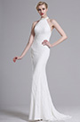 White Lace Halter Mermaid Evening Bridal Dress