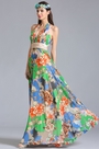 Robe de soirée d'été dos nu à imprimé floral