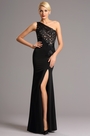 Ein Schulter Schwarzes Abendkleid Formelles Kleid