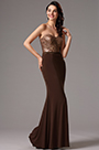 Strapless Sequin Bodice Coffee Bridesmaid Dress Evening Dress