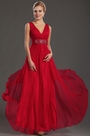 Sexy Red V-cut Formal Evening Dress