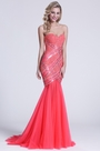 Robe de bal longue corail sans bretelle