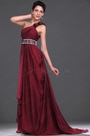 Stunning One Shoulder Burgundy Evening Dress