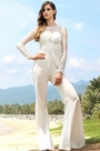 Weiß Spitze Lang Ärmel Jumpsuit