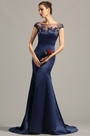 Kappen Ärmel Marine-Blau Abendkleid Formal Kleid