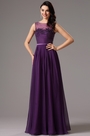 Robe de Soirée Sans Manches Bijoux Perlés Violet