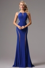 Plunging V Back Beaded Blue Prom Dress Formal Gown