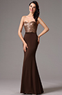 Strapless Sequin Bodice Coffee Bridesmaid Dress Evening Dress