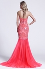 Robe de bal longue corail sans bretelle