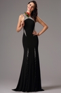 Gorgeous Black Long Formal Gown with Beaded Halter Neck