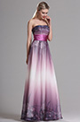 Robe de Soirée Imprimée Floral A Line Sans Bretelle Violet