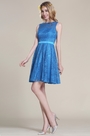 Blau Spitze Brautjungferkleid Cocktail Kleid