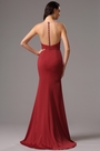 Elegant Sleeveless Red Formal Gown with Illusion Back