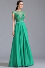 Robe de soirée longue verte fente sexy broderie ajourée