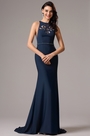 Тёмно Синее Вечернее Платье без Рукава