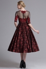 Robe de Cocktail Manche Midi Vintage Bordeaux