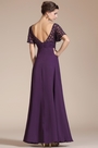 Purple Short Sleeves Empire Mother of the Bride Dress