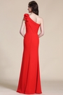 Floral One Shoulder Red Evening Dress Bridesmaid Dress