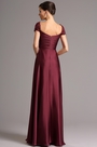 Bestickt Kappe Ärmel Bordeaux Lang Formal Kleid