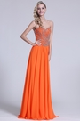 Robe de soirée longue bustier orange bijoutée