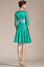Green V-Neck Beaded Top Cocktail Dress