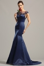 Kappen Ärmel Marine-Blau Abendkleid Formal Kleid