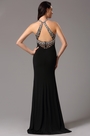 Gorgeous Black Long Formal Gown with Beaded Halter Neck