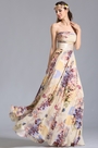 Strapless Flat Neckline Printed Dress Summer Floral Dress