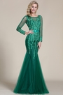 robe de soirée sirène verte avec appliques