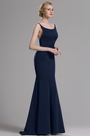 Navy Blue Strapped Mermaid Evening Prom Dress