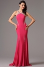 Robe de Soirée Sirène avec Perles Dos nu rose vif
