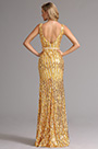 Ärmellos Golden Pailletten V-Ausschnitt Formal Abendkleid