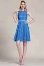 Blau Spitze Brautjungferkleid Cocktail Kleid