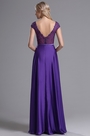 Robe de Soirée V Col Broderie Bijoux Perlés Violet