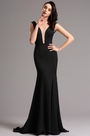 Robe de soirée longue noire sans manche décolleté sexy