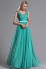Teal Straps Plunging V Neck Ruched Bridesmaid Dress